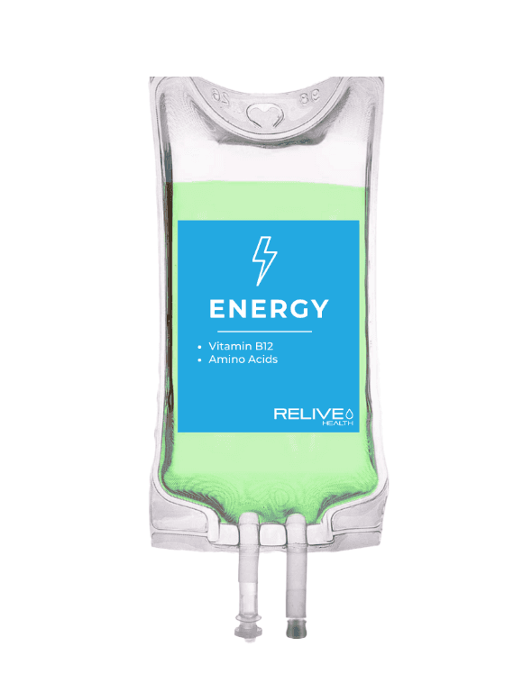 Energy+ IV drip bag at Relive Health Stuart