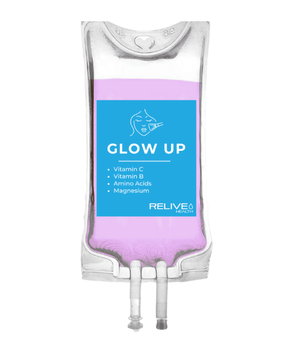Glow Up IV drip bag at Relive Health Stuart