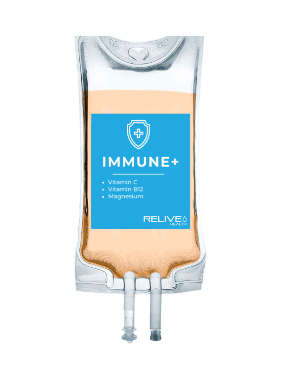 Immune+ IV drip bag at Relive Health Stuart