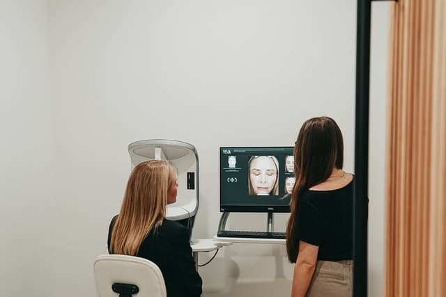 A patient has a VISIA skin scan