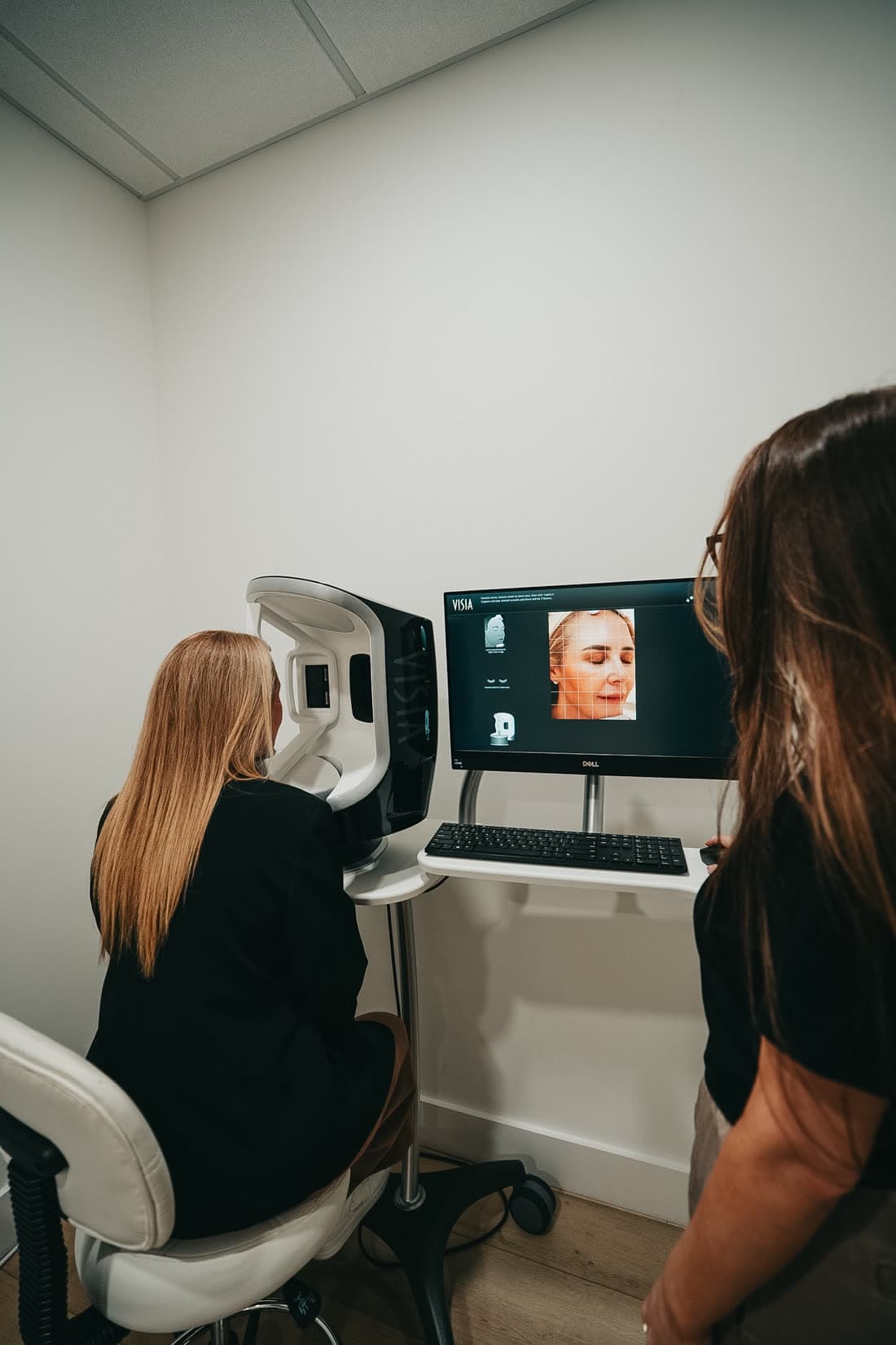 A patient having a Visia skin analysis with a Relive provider